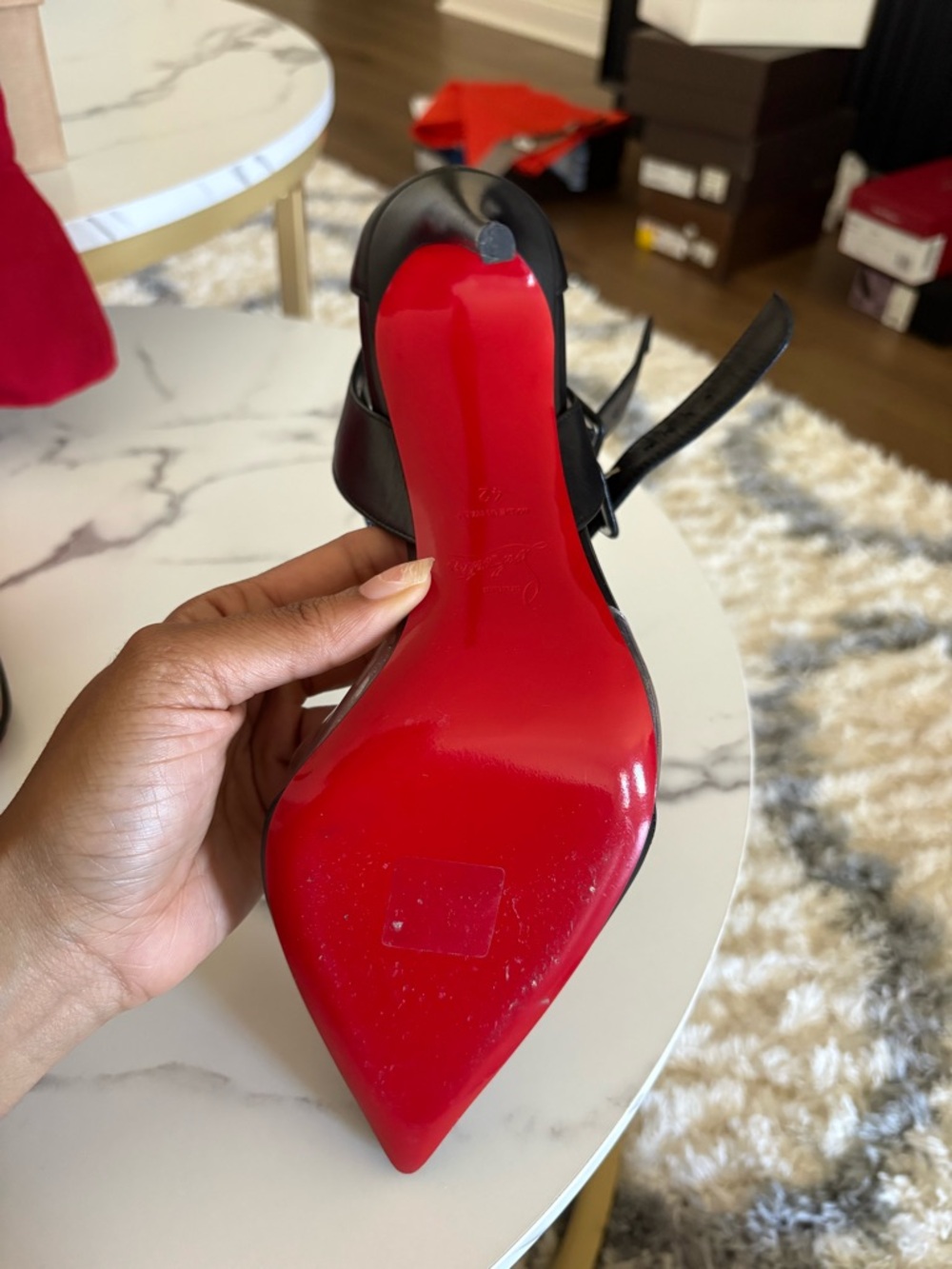 Christian Louboutin Black Leather Slingback Pumps with Red Sole With Box - Picture 10 of 11